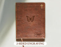 Load image into Gallery viewer, Floral Butterfly NIV personalized bible Leather NIV journaling bible godparent gift from godchild religious gift for women confirmation gift