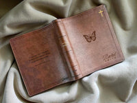 Load image into Gallery viewer, Floral Butterfly NIV personalized bible Leather NIV journaling bible godparent gift from godchild religious gift for women confirmation gift