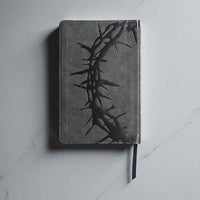 Load image into Gallery viewer, Personal Size Bible Large Print Edition Reference Scripture Book Premium Quality Construction Charcoal Design Cover LeatherTouch Material Layflat Binding Feature Words Christ Red Gilded Edge Detail Ribbon Marker Included Concordance Maps